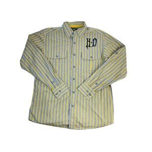 Harley Davidson Spell Out Striped Cotton Button Shirt